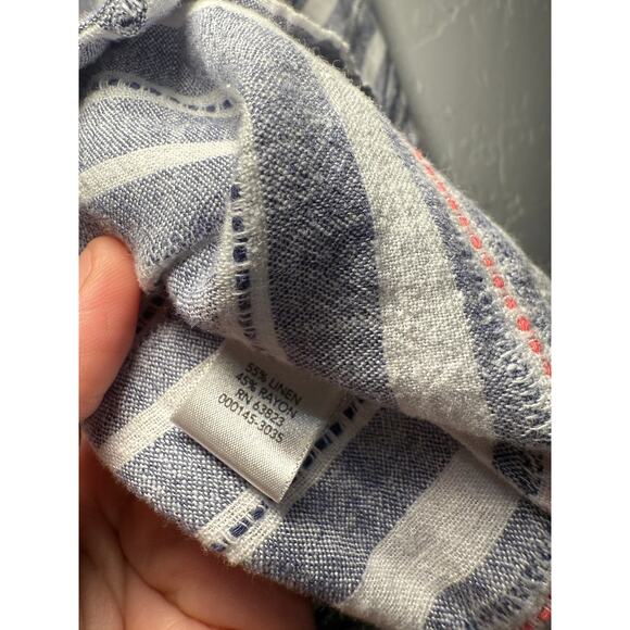 Christopher & Banks striped button down linen shirt womens medium coastal beachy - Picture 3 of 6